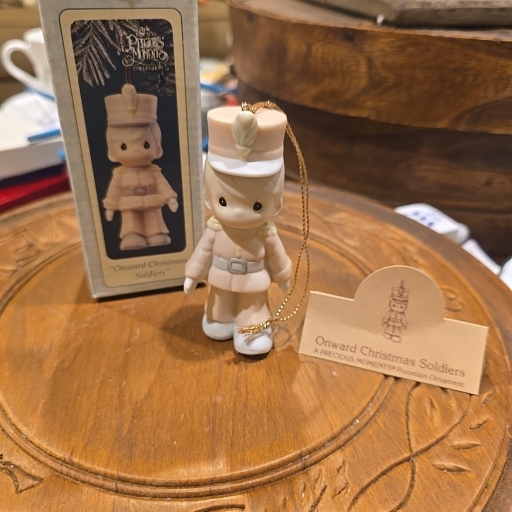Precious Moments Onward Christmas Soldier Ornament - Cream and Gold